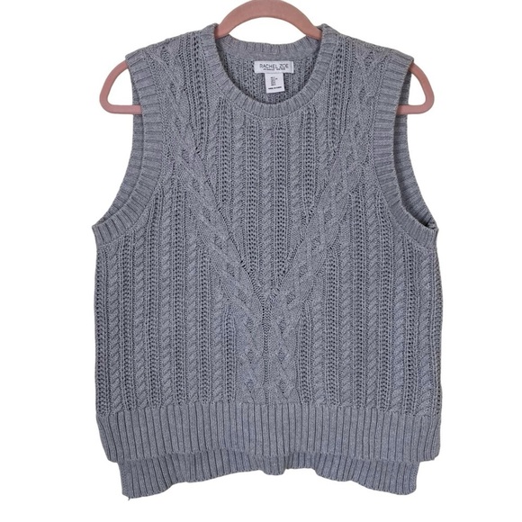 Rachel Zoe Sweaters - Rachel Zoe Grey Cable Knit Sweater Vest Fisherman Minimalist Academia Fall Sz L